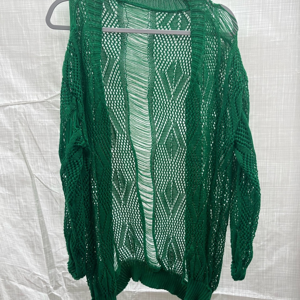 Vibrant Green Lacy Knit Cardigan, never worn